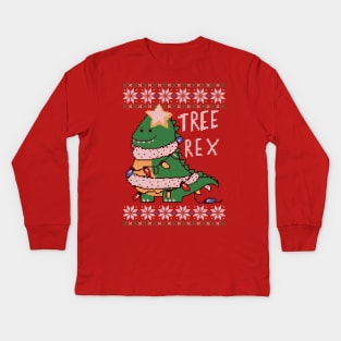 Tree-Rex Ugly Sweater Kids Long Sleeve T-Shirt